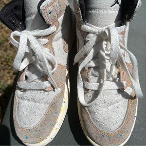 Kids Jordan 1 Mid SE Brushstrokes Color Beige